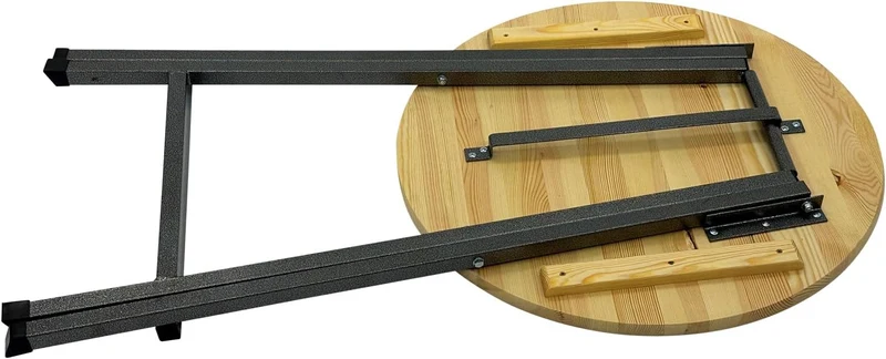 DEGAMO Stehtisch ZÜRICH 78cm rund, Stahlgestell grau + Holzplatte, klar lackiert, klappbar