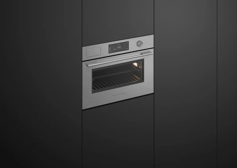Fisher & Paykel 60cm Series 9, Contemporary Compact Combi-Steam Oven, Brushed Silver Glass