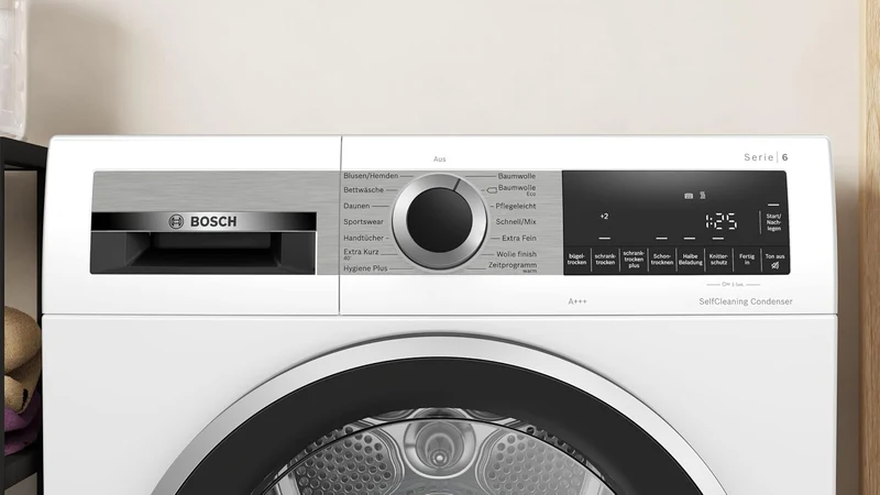 Bosch WQG235D00, Stiftung Warentest GUT (2,2)*, Serie 6, Wärmepumpentrockner 8 kg, Schneller getrocknete Wäsche, Auto Dry, Option Halbe Beladung, Sensitive Drying-System, Selbstreinigender Kondensator