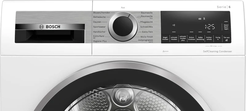 Bosch WQG235D00, Stiftung Warentest GUT (2,2)*, Serie 6, Wärmepumpentrockner 8 kg, Schneller getrocknete Wäsche, Auto Dry, Option Halbe Beladung, Sensitive Drying-System, Selbstreinigender Kondensator