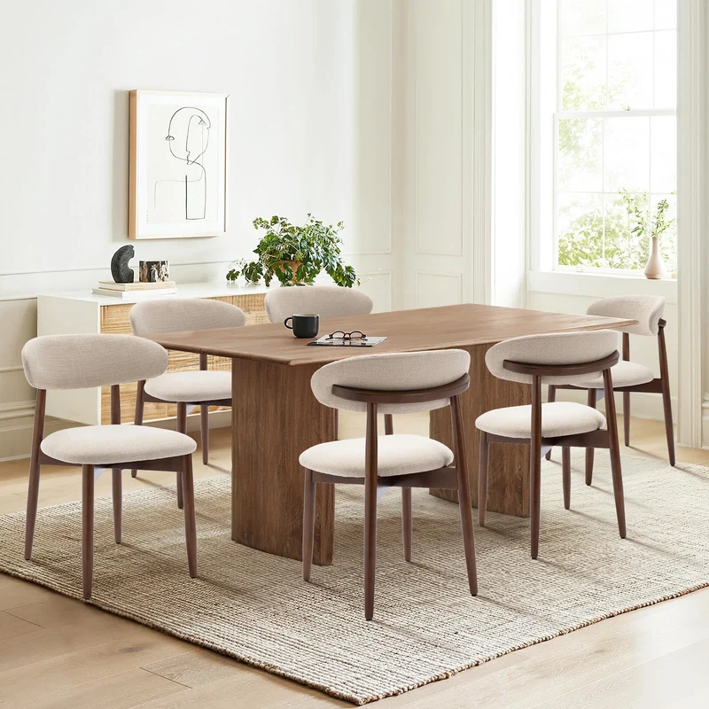COLAMY Küchenstuhl Esszimmerstühle 4er Set, Moderne Polsterstuhl Essstühle mit Fester Rückenlehne, Stoff Esszimmerstühl mit Holzbein für Esszimmer, Küche, Restaurant, Beige