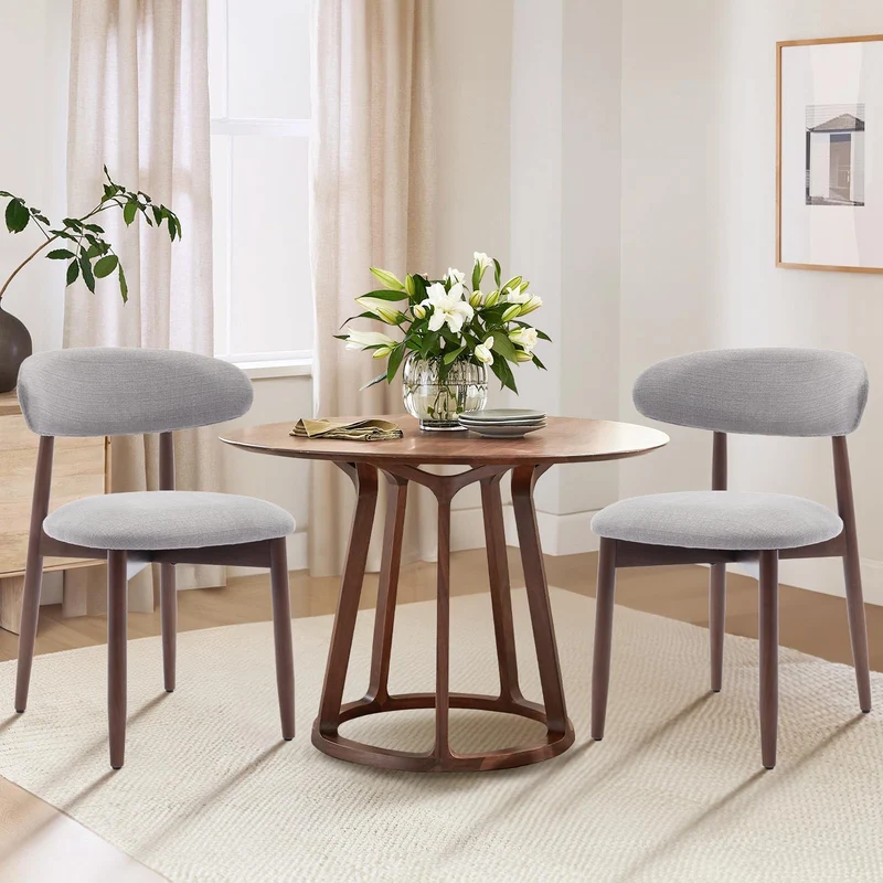 COLAMY Küchenstuhl Esszimmerstühle 4er Set, Moderne Polsterstuhl Essstühle mit Fester Rückenlehne, Stoff Esszimmerstühl mit Holzbein für Esszimmer, Küche, Restaurant, Beige