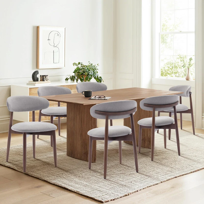 COLAMY Küchenstuhl Esszimmerstühle 4er Set, Moderne Polsterstuhl Essstühle mit Fester Rückenlehne, Stoff Esszimmerstühl mit Holzbein für Esszimmer, Küche, Restaurant, Beige