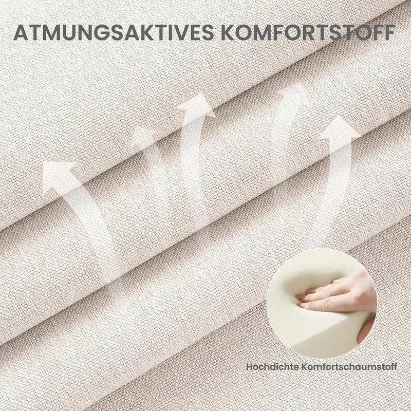 COLAMY Küchenstuhl Esszimmerstühle 4er Set, Moderne Polsterstuhl Essstühle mit Fester Rückenlehne, Stoff Esszimmerstühl mit Holzbein für Esszimmer, Küche, Restaurant, Beige