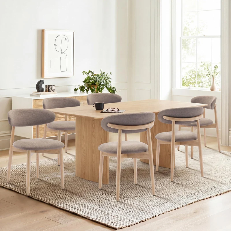 COLAMY Küchenstuhl Esszimmerstühle 4er Set, Moderne Polsterstuhl Essstühle mit Fester Rückenlehne, Stoff Esszimmerstühl mit Holzbein für Esszimmer, Küche, Restaurant, Beige