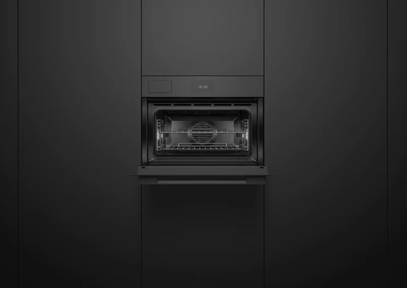 Fisher & Paykel 60cm Series 7, Minimal Compact Combi-Steam Oven, Black Glass