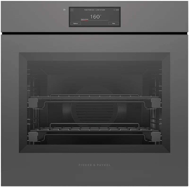 Fisher & Paykel 60cm Series 11, Minimal Handless Combi-Steam Oven, Grey Glass