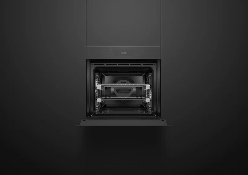 Fisher & Paykel 60cm Series 11, Minimal Handleless Pyrolytic Oven, Black Glass
