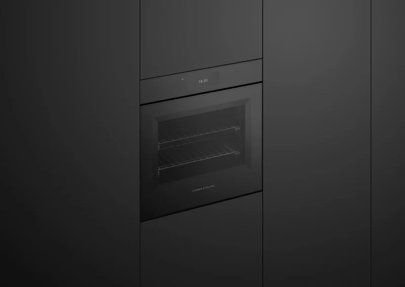 Fisher & Paykel 60cm Series 11, Minimal Handleless Pyrolytic Oven, Black Glass