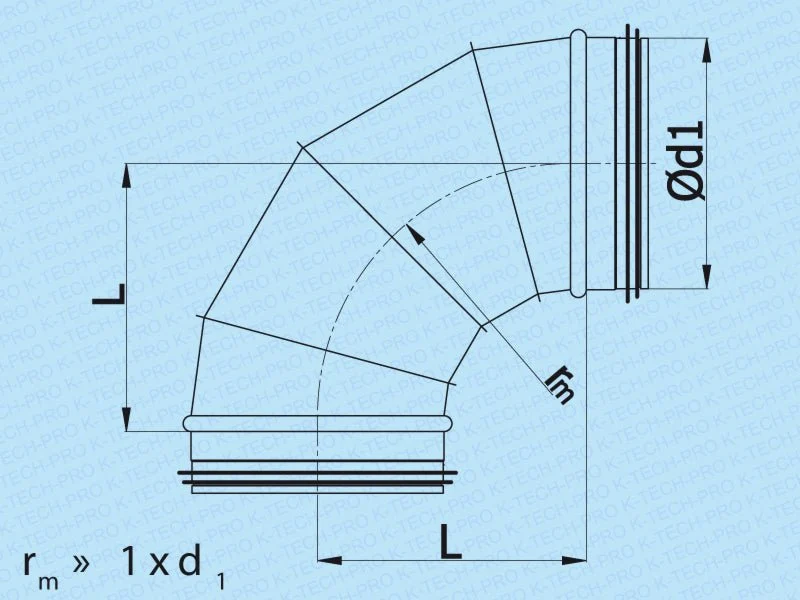 Wickelfalz 90° Bogen mit Lippendichtung