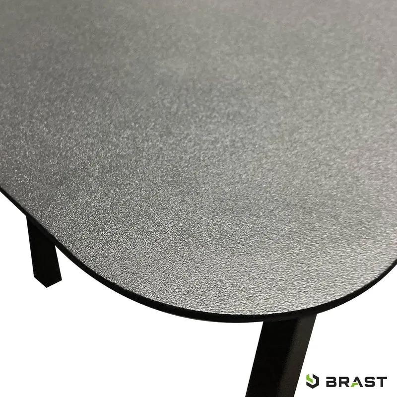 BRAST Madrid Garten Lounge Set 11 Personen Hellgrau – U-Form Outdoor Sitzgruppe mit Esstisch, Sofa & Hockern, Wetterfest