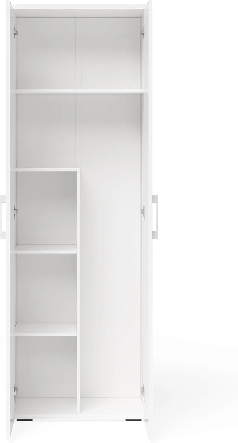Bellamio Apol Besenschrank 60 cm breit, Weiß, Staubsaugerfach, Stauraum