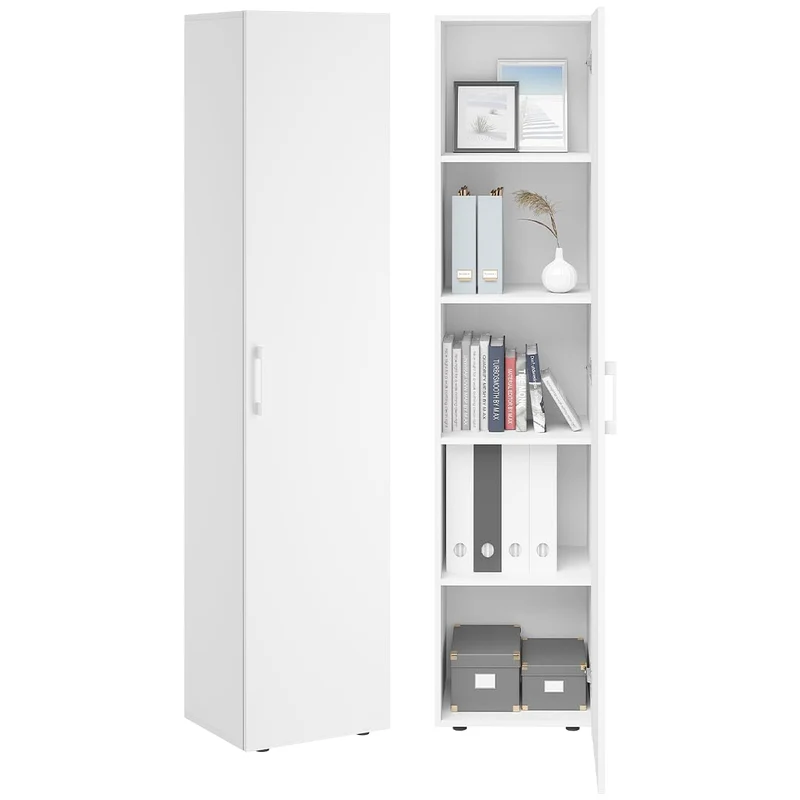 Bellamio Apol Besenschrank 60 cm breit, Weiß, Staubsaugerfach, Stauraum
