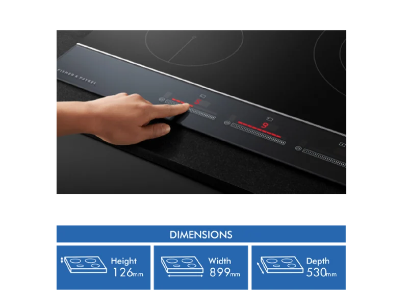 Fisher & Paykel 90cm Series 9 1 Burner + 4 Zone Hybrid Cooktop, 2 SmartZones, LPG