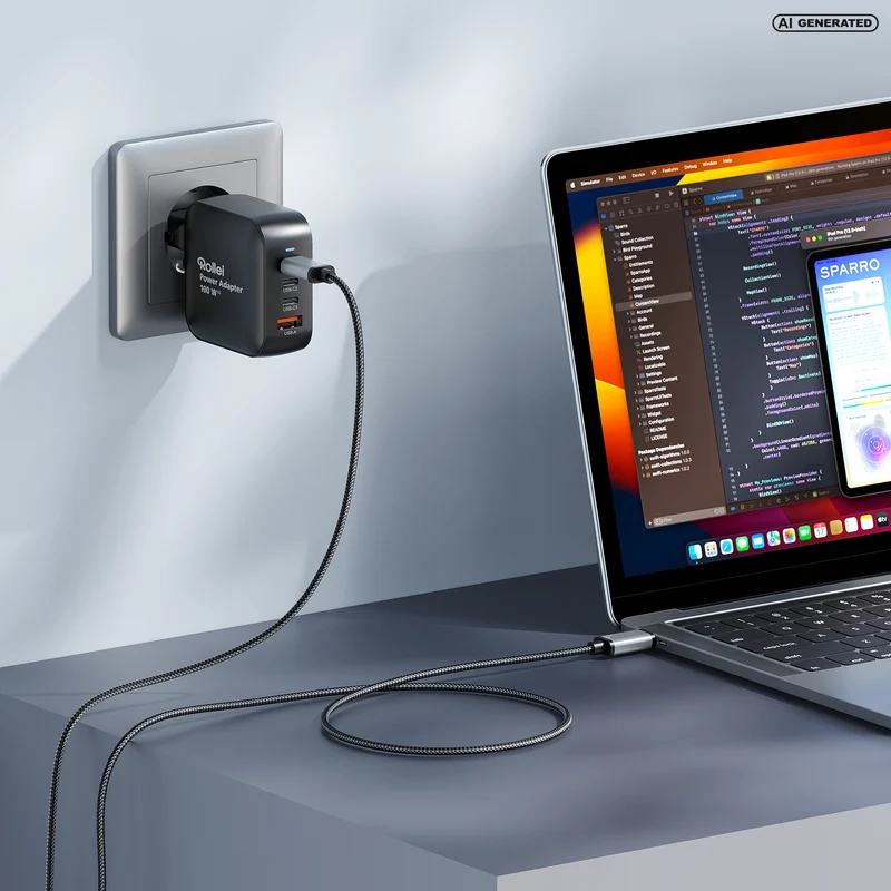 Power Adapter | 100 Watt | mit USB-C- & USB-A-Anschluss