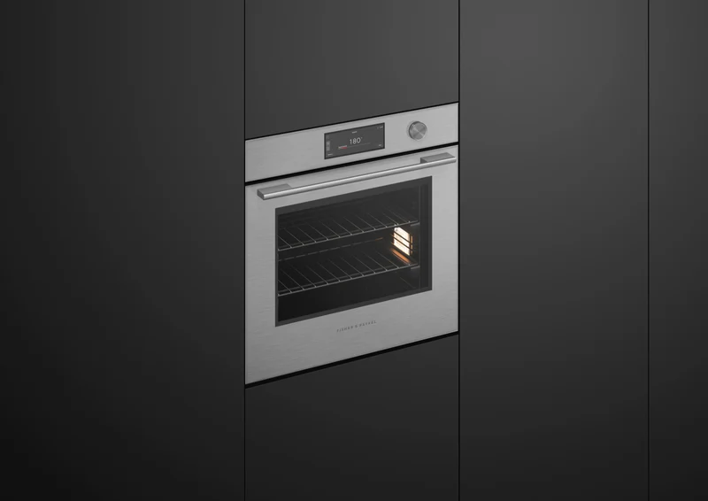 Fisher & Paykel 60cm Series 9, Contemporary Pyrolytic Oven, Brushed Silver Glass