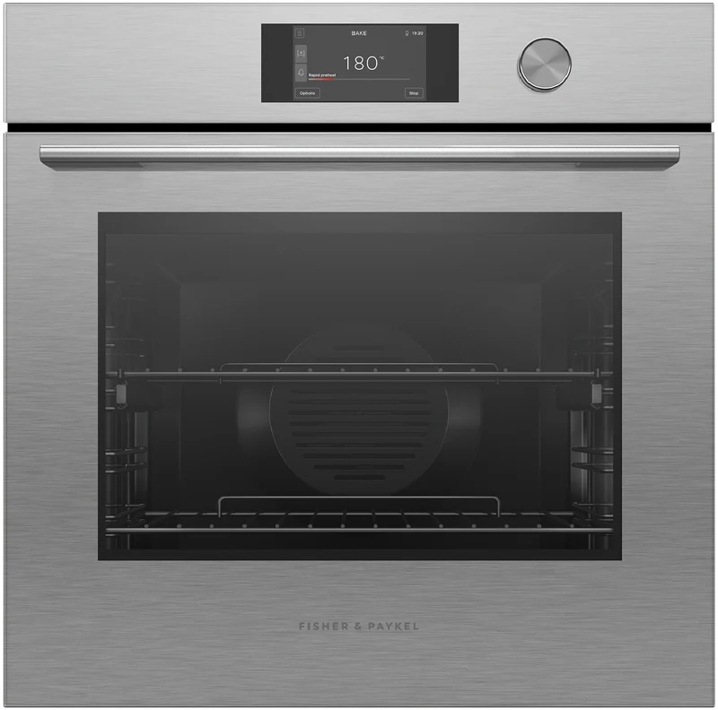 Fisher & Paykel 60cm Series 7, Contemporary Pyrolytic Oven, Brushed Silver Glass