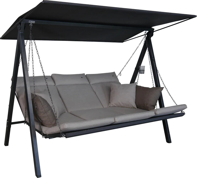 ANGERER Hollywoodschaukel Lounge Smart 3-Sitzer mit Bettfunktion & Sonnendach – Gartenschaukel mit Liegefunktion, Made in Germany