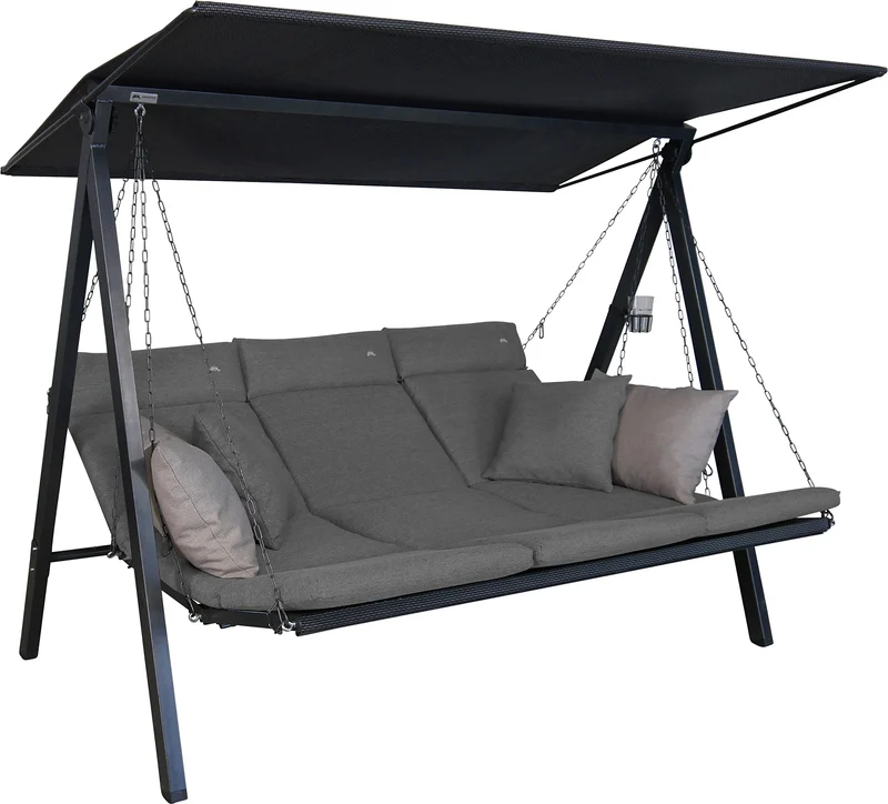 ANGERER Hollywoodschaukel Lounge Smart 3-Sitzer mit Bettfunktion & Sonnendach – Gartenschaukel mit Liegefunktion, Made in Germany