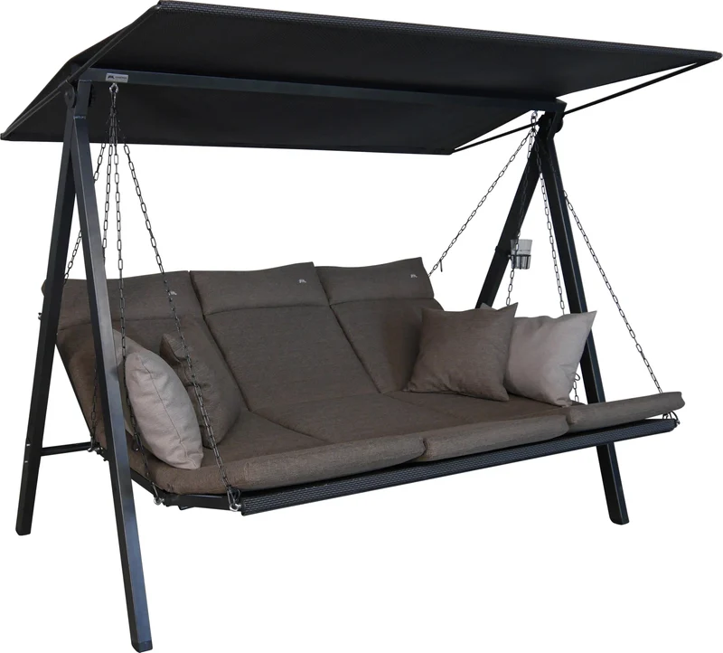 ANGERER Hollywoodschaukel Lounge Smart 3-Sitzer mit Bettfunktion & Sonnendach – Gartenschaukel mit Liegefunktion, Made in Germany