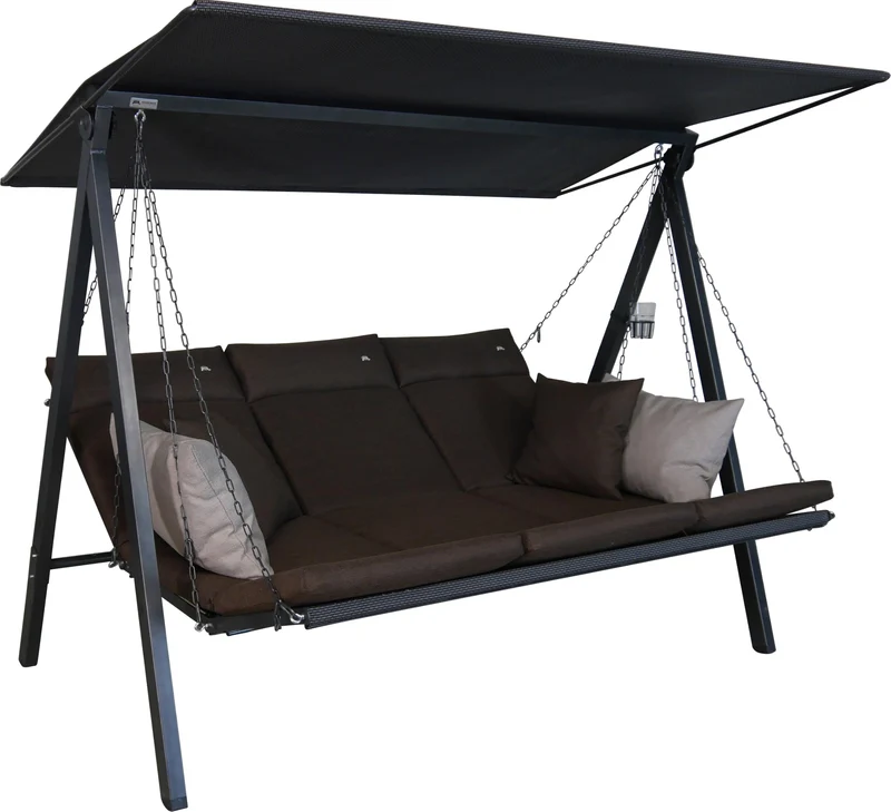 ANGERER Hollywoodschaukel Lounge Smart 3-Sitzer mit Bettfunktion & Sonnendach – Gartenschaukel mit Liegefunktion, Made in Germany