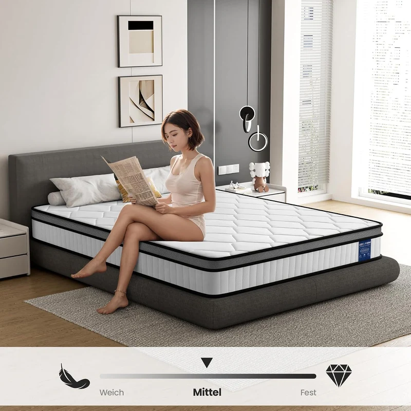 BedStory Matratze 160x200cm,Federkernmatratze H3 Höhe 20cm Taschenfederkernmatratze Mittelfeste Orthopädischem,Öko-Tex Zertifiziert, Matratze für Erwachsene