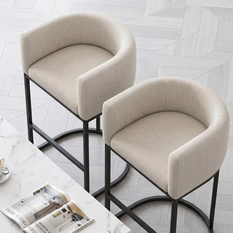 Barhocker 2er Set, 62 cm Leinen, Beige