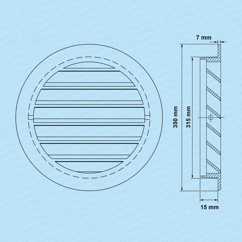 Aluminium Wetterschutzgitter mit Flansch
