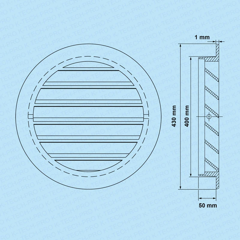 Aluminium Wetterschutzgitter mit Flansch