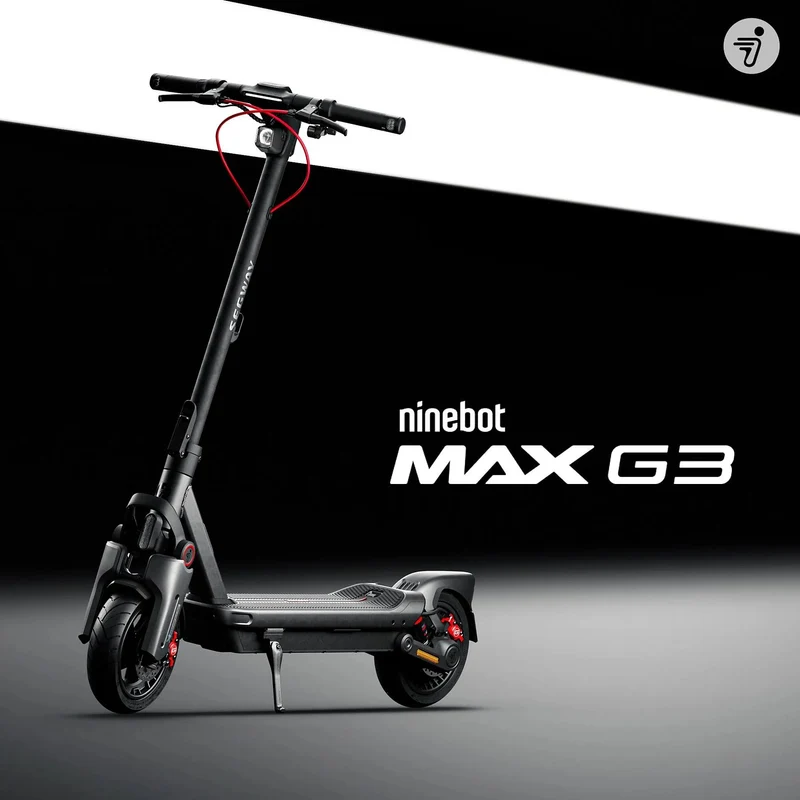 SEGWAY Ninebot MAX G3 D E-Scooter – 11 Zoll Elektroroller in Schwarz/Silber/Rot