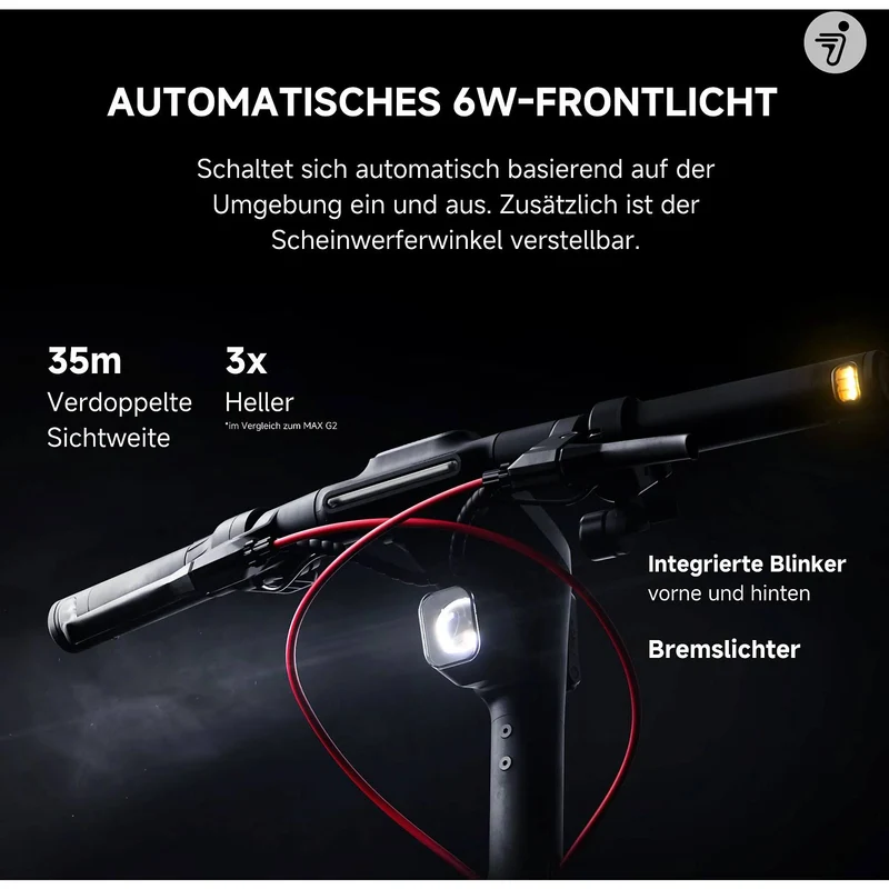 SEGWAY Ninebot MAX G3 D E-Scooter – 11 Zoll Elektroroller in Schwarz/Silber/Rot
