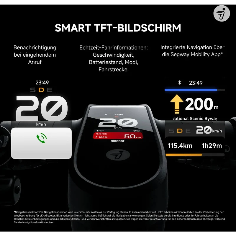 SEGWAY Ninebot MAX G3 D E-Scooter – 11 Zoll Elektroroller in Schwarz/Silber/Rot