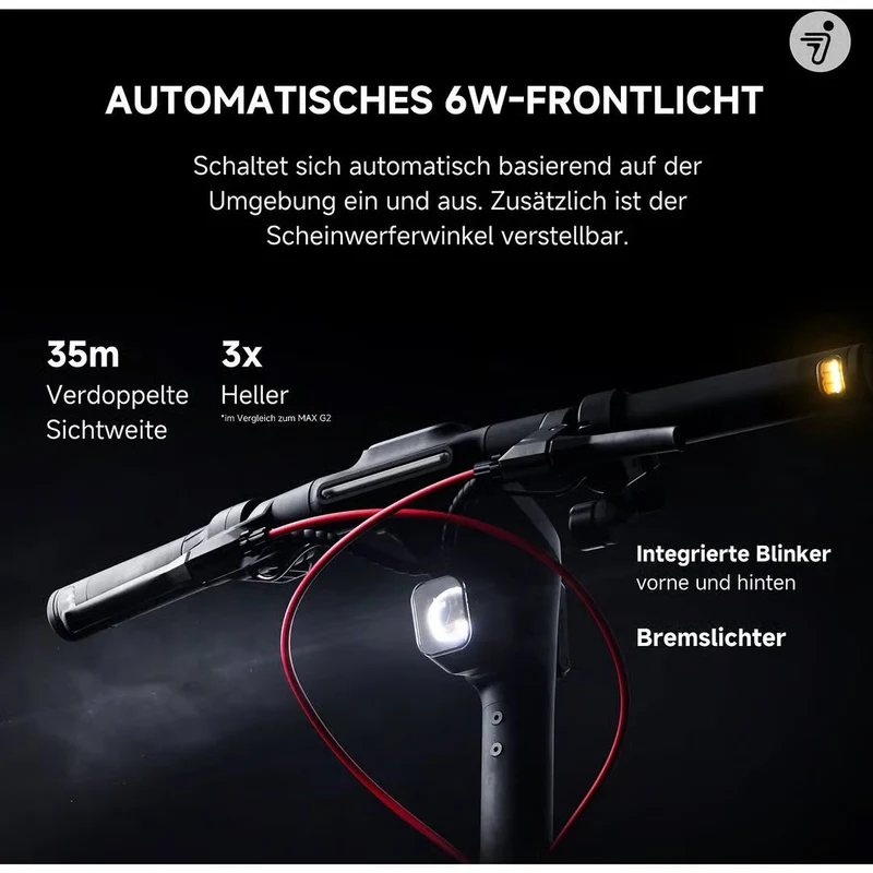 SEGWAY Ninebot MAX G3 D E-Scooter - 11 Zoll Elektroroller in Schwarz/Silber/Rot - Reichweite 80km, IPX6