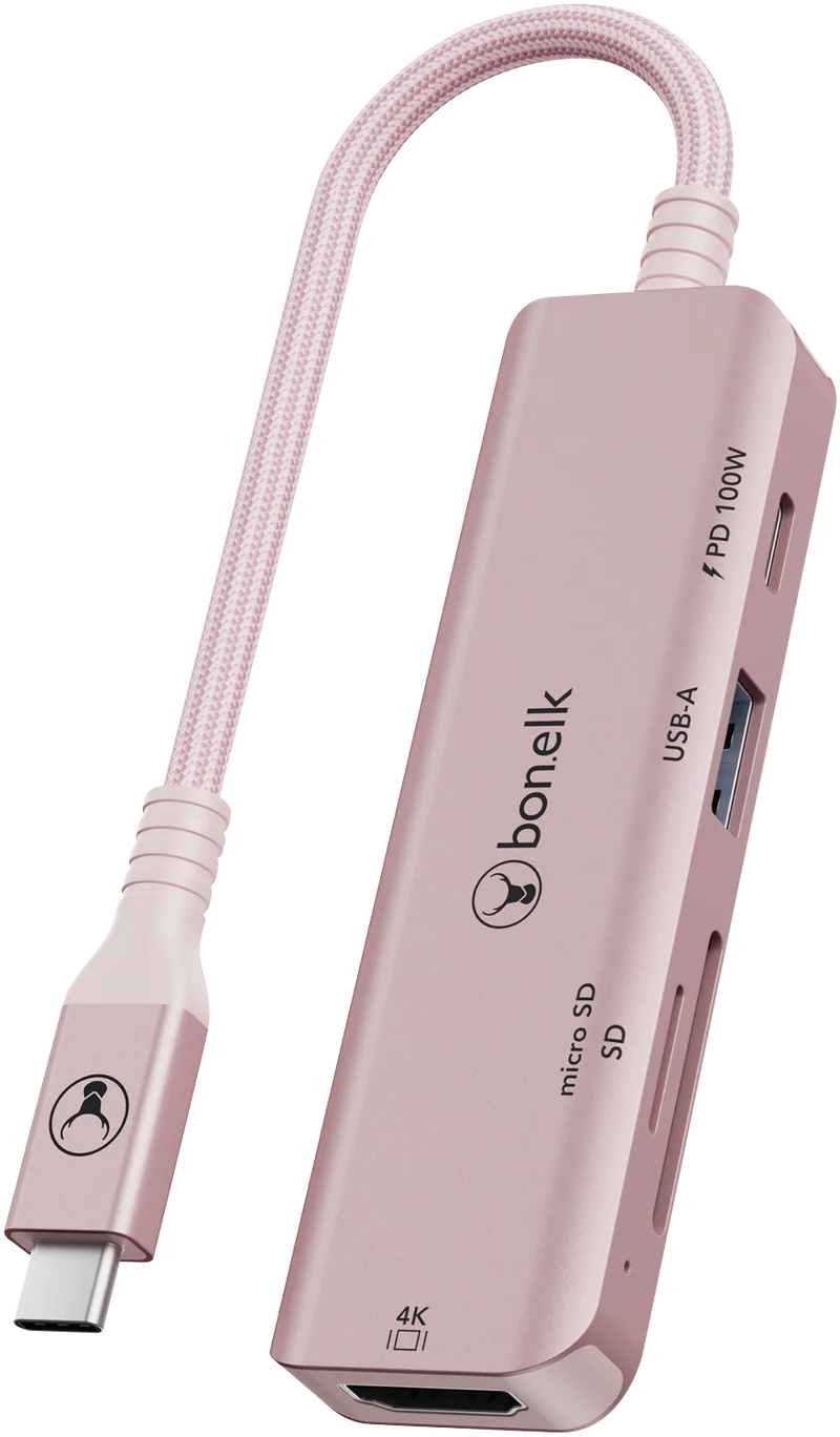 Bonelk Long-Life USB-C 5in1 Multiport Hub (Blush)