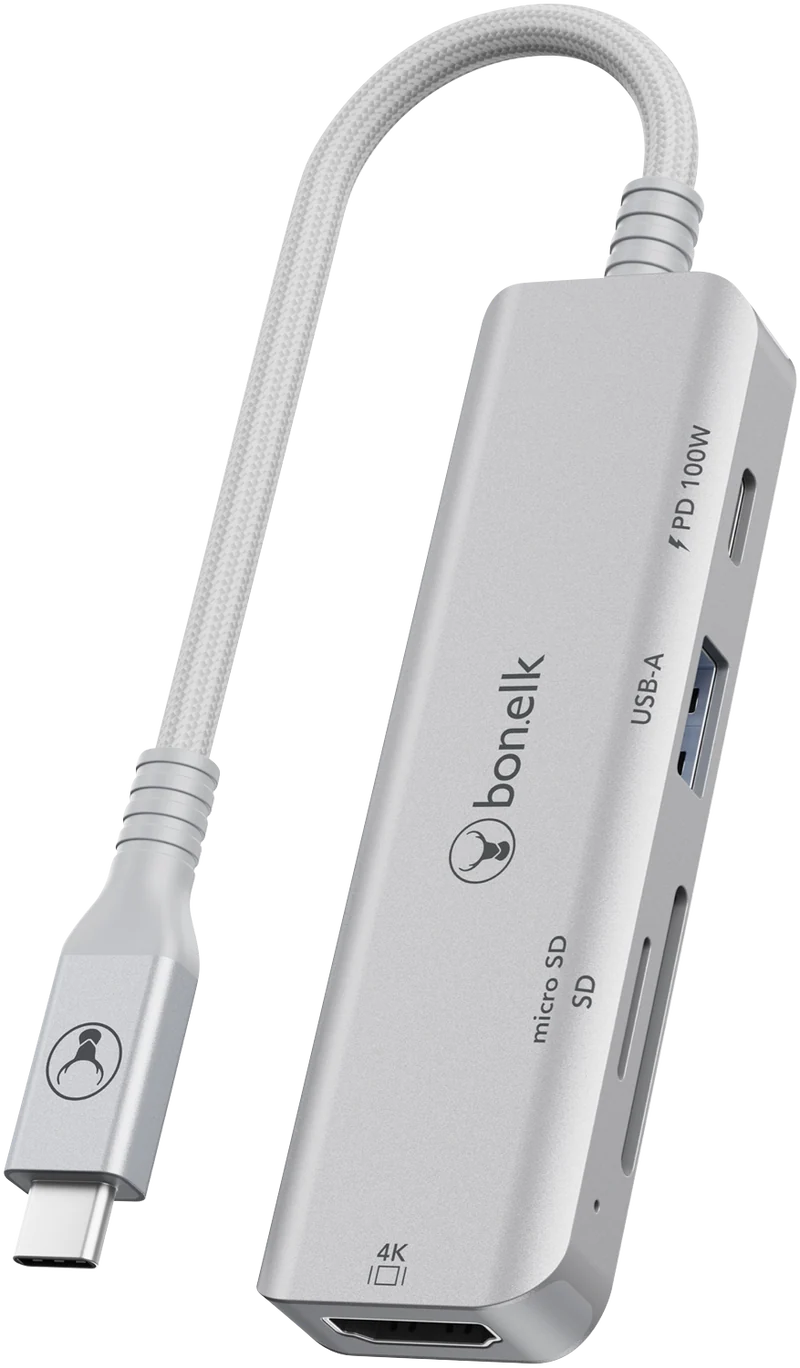Bonelk Long-Life USB-C 5in1 Multiport Hub (Silver)