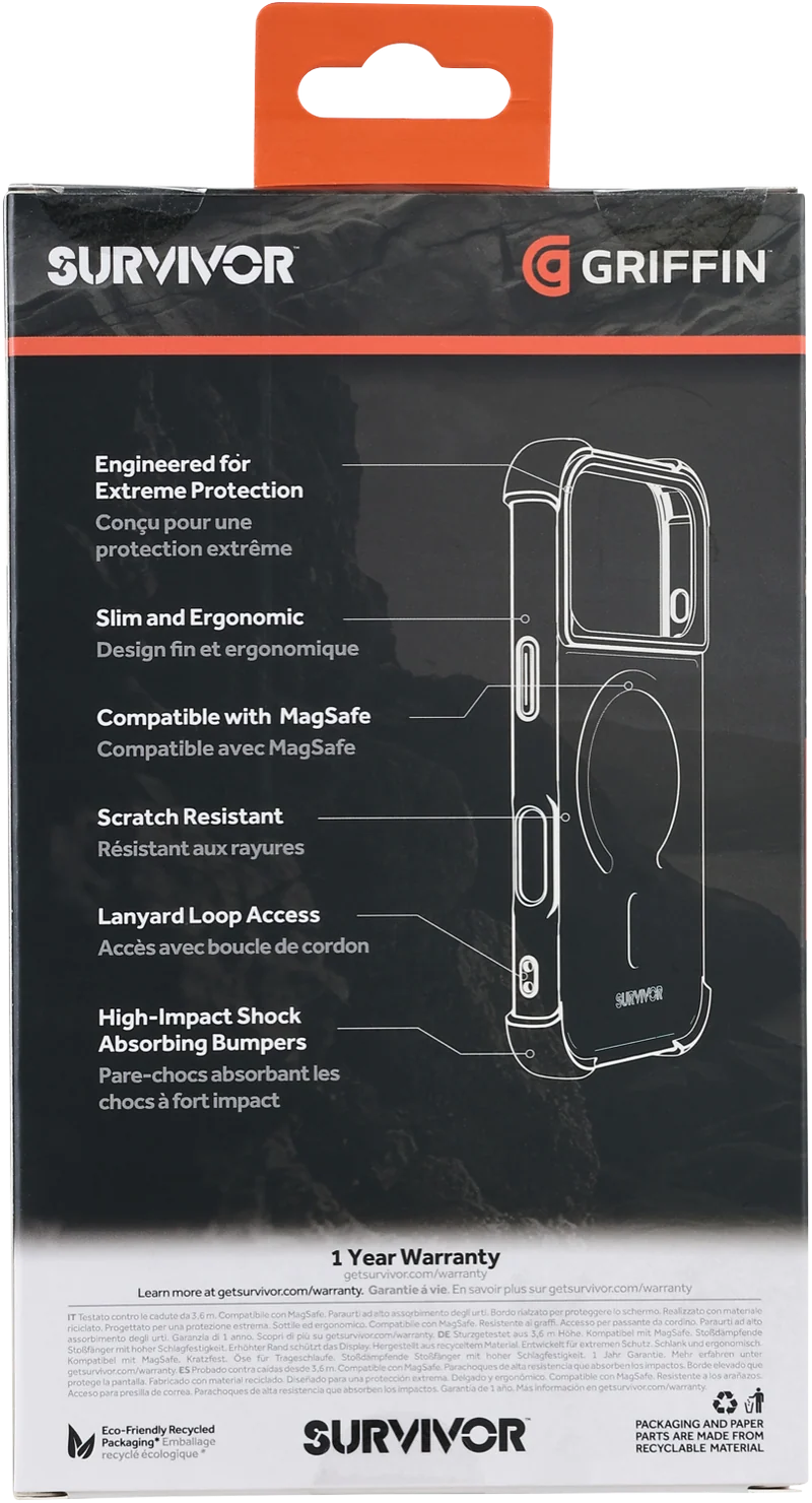 Griffin Survivor Endurance MagSafe Compatible iPhone 18 Pro / 17 Pro Case - Black