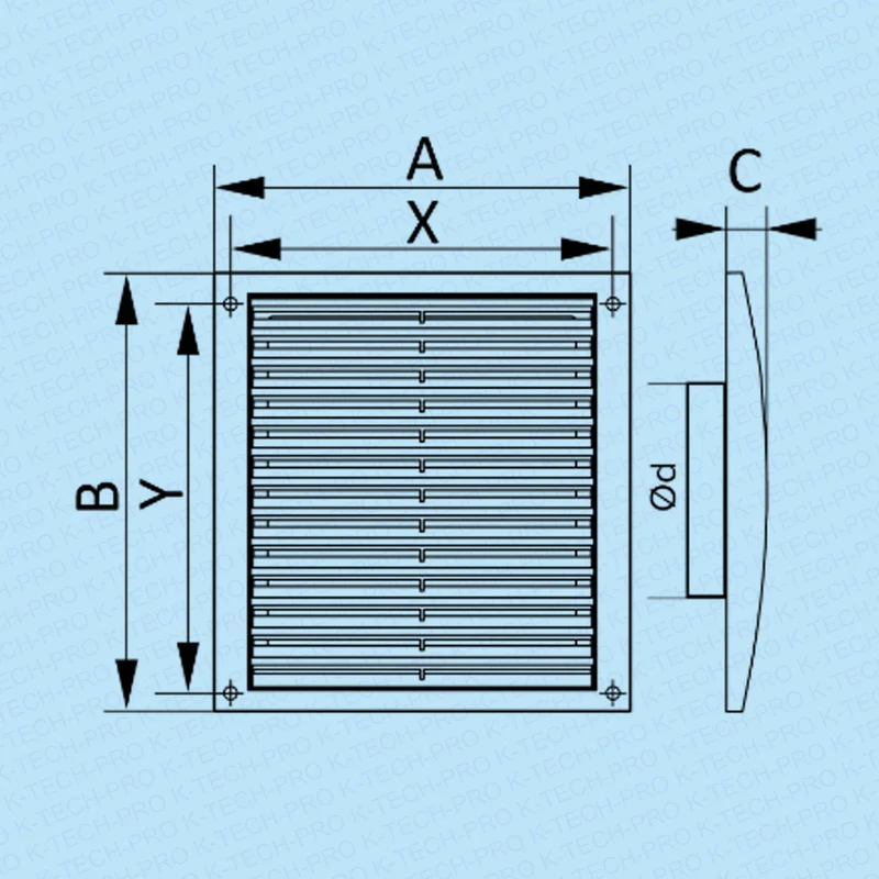 Lüftungsgitter KTechE mit Flansch