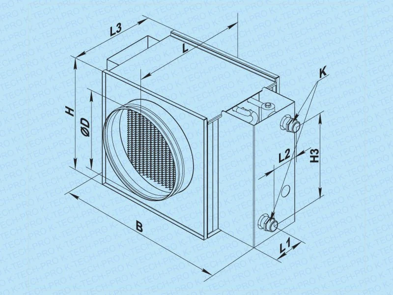 Warmwasser-Heizregister für Rundrohrsysteme