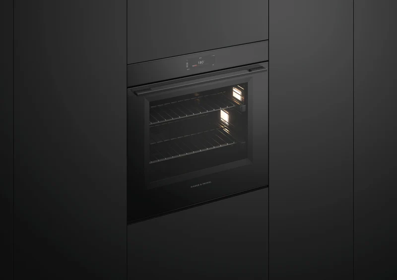 Fisher & Paykel Series 9 Minimal 76cm Pyrolytic Oven, Black Glass