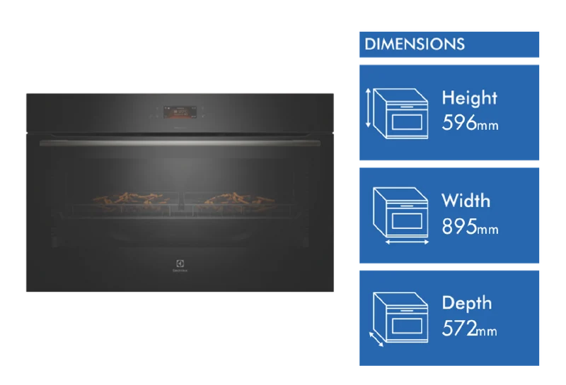 Electrolux 90cm Pyrolytic Oven with SteamBake, 17 Functions, Airfry Plus, Black