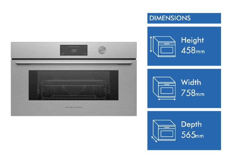 Fisher & Paykel Series 9 Contemporary Compact 76cm Combination Steam Oven, Brushed Silver Glass