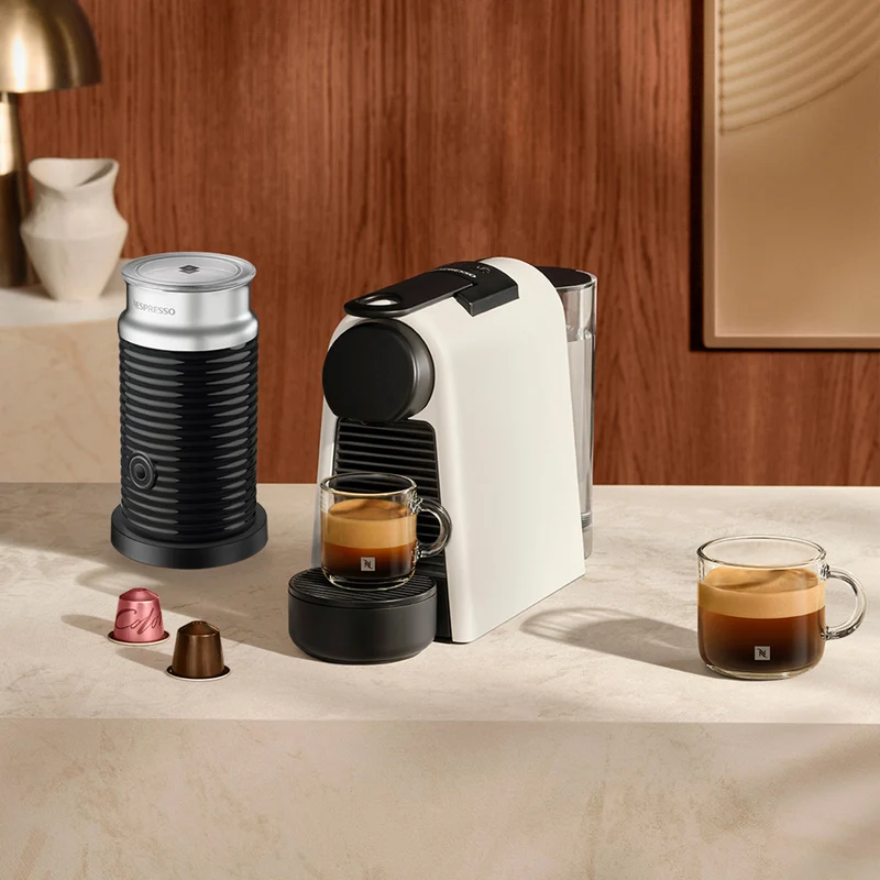 Nespresso Essenza Mini Capsule Coffee Machine Bundle White