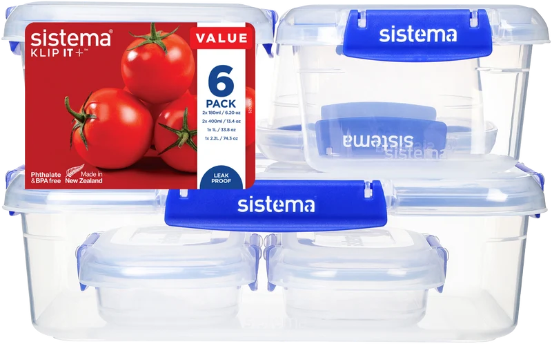 Sistema 6 Pack Klip It Plus Starter Pack Dark Blue Food Storage Containers