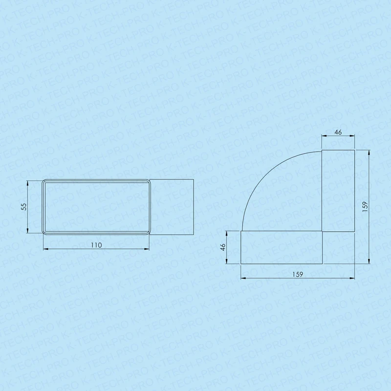 90° Bogen horizontal