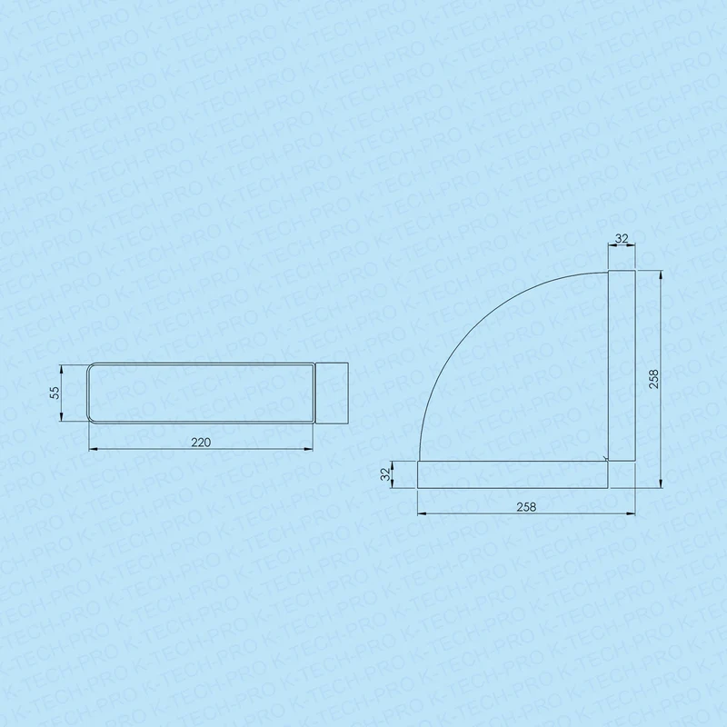 90° Bogen horizontal
