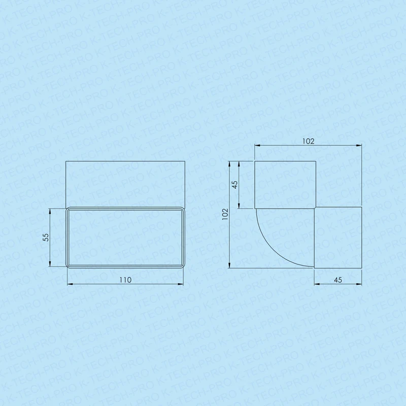 90° Bogen vertikal