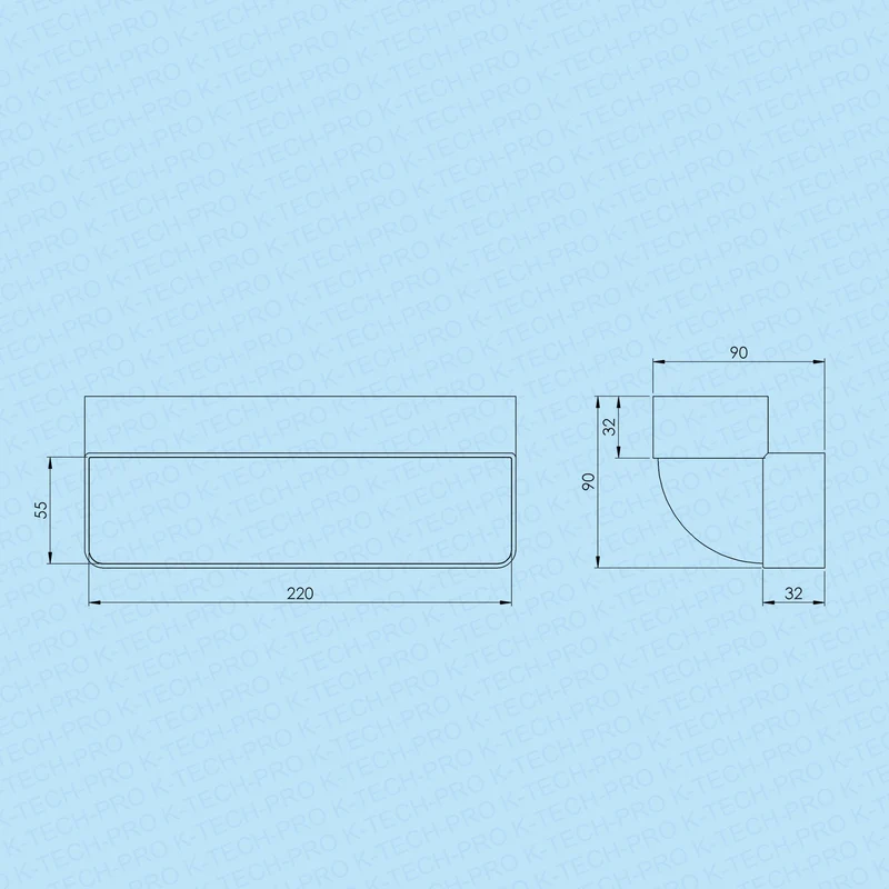 90° Bogen vertikal
