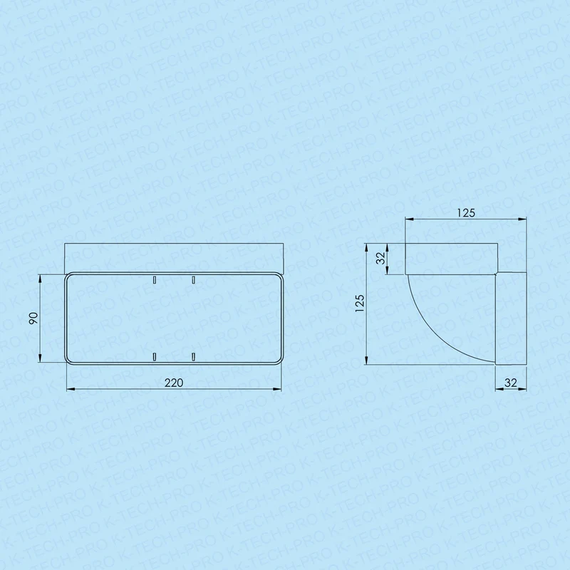 90° Bogen vertikal