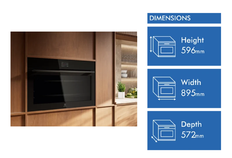 Electrolux 90cm Pyrolytic Oven with SteamBake, 15 Functions, Airfry Plus, Black