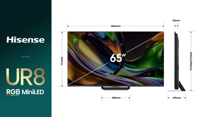 Hisense 65'' UR8SAU 4K RGB MiniLED 180Hz Smart AI TV 2026